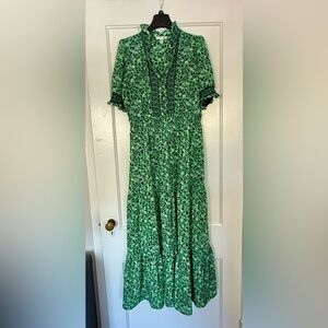 London Style Green Patterned Kids Dress